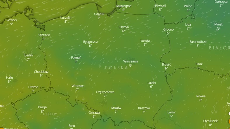 Temperatura na 14 listopada