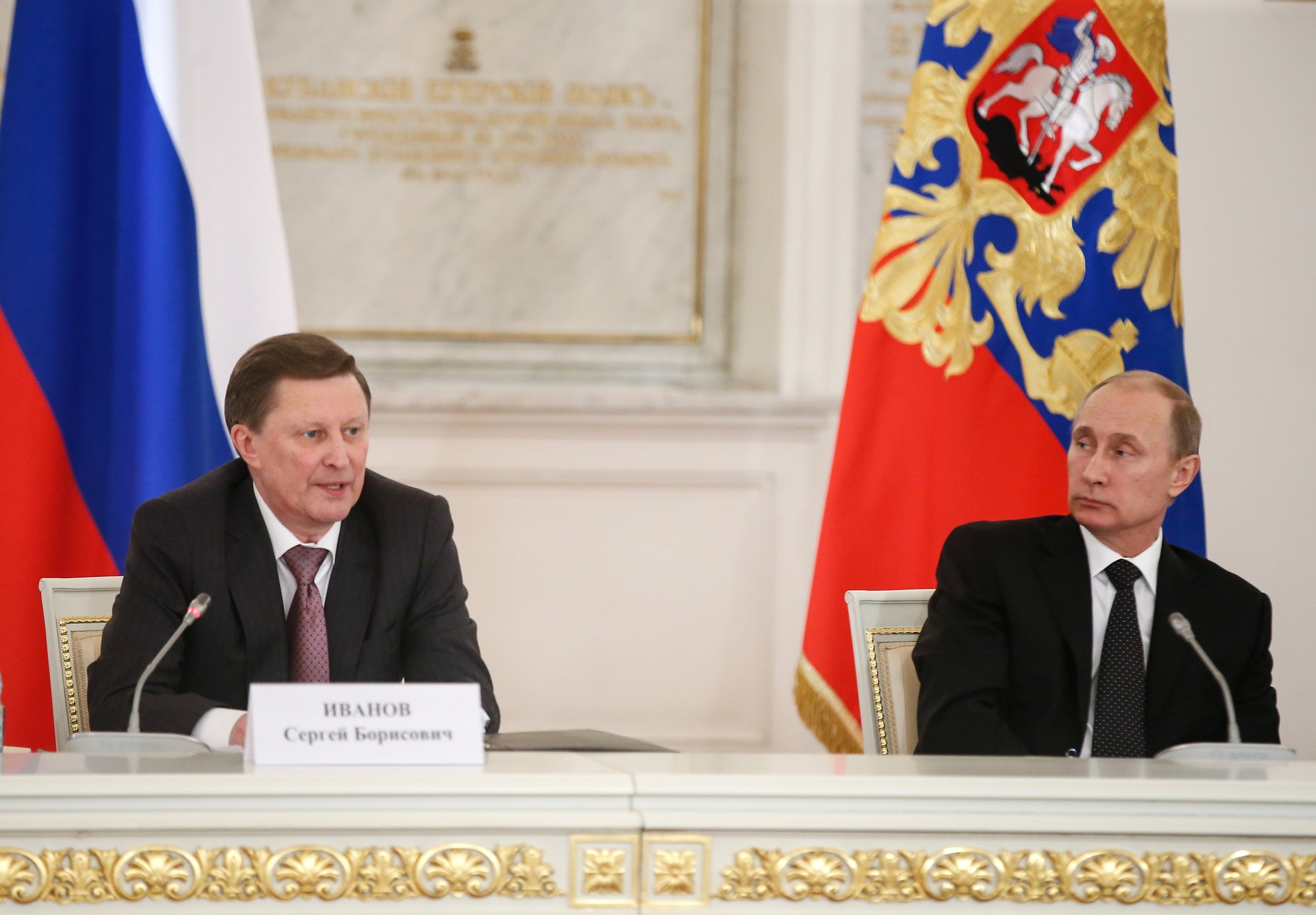 Bývalý ruský minister obrany Sergej Ivanov s prezidentom Vladimirom Putinom. 