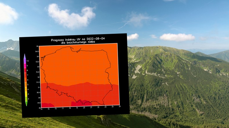 Niebezpieczne promieniowanie UV w Polsce (mapa: IMGW)