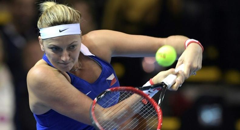 Czech player Petra Kvitova in Fed Cup action in November 2016