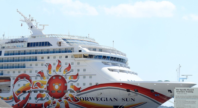 Norwegian Cruise Line's Norwegian Sun cruise ship docked in Jacksonville, Florida.Sam Greenwood/Getty Images