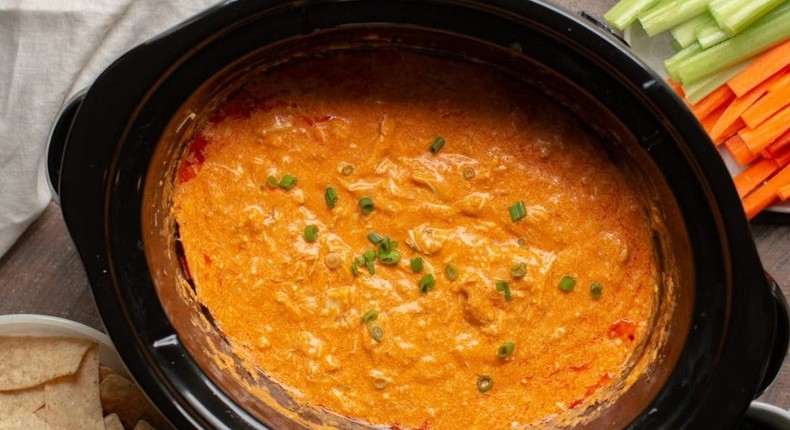 Buffalo-chicken dip is a game-day favorite you can easily make in a slow cooker.Sarah Olson/The Magical Slow Cooker