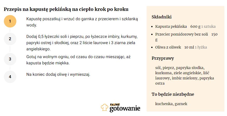 Przepis na kapustę pekińską na ciepło