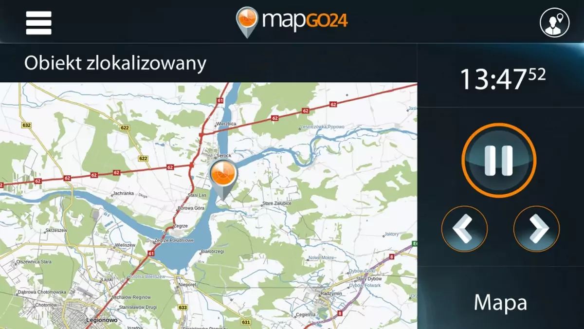W ramach platformy mapGO24 można na bieżąco śledzić położenie obiektu 