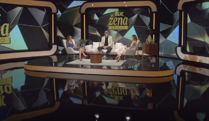 "Blic žena studio": voditeljka i autorka emisije Jelena Isaković, čuveni košarkša Ratko Varda i njegova supruga Ivana Pjevčević 