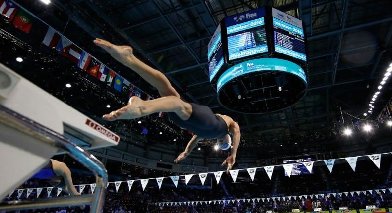 Katinka Hosszu of Hungary competes in the 200m Individual Medley final during the 13th FINA Short Course World Swimming Championships, in Windsor Ontario, Canada, on December 10, 2016