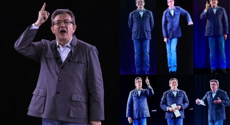 Melenchon appeared simultaneously in Dijon, Nancy, Grenoble, Montpellier, Clermont-Ferrand, Nantes and Le Port on the Indian Ocean island of Reunion