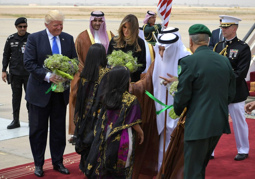 Saudi Arabia's King Salman bin Abdulaziz Al Saud meets with U.S. President Donald Trump during a rec