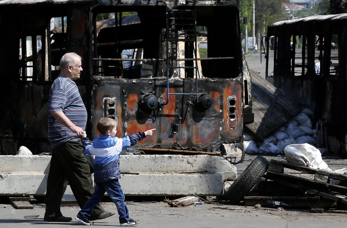 Spalony autobus w Kramatorsku