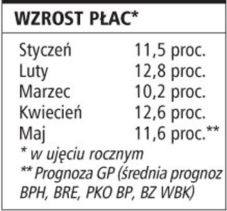 Prognoza GP: Płace wzrosły w maju o 11,6 proc.