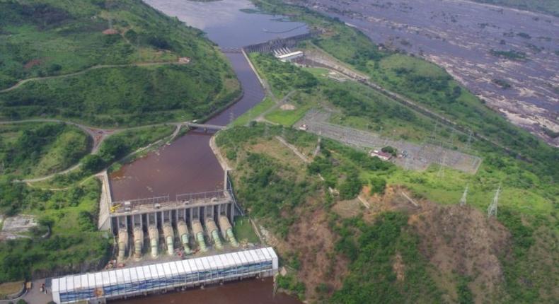 The Inga 1 (rear) and Inga 2 (front) power plants dams are seen on the Congo river in 2013, which the Inga 3 project would complement