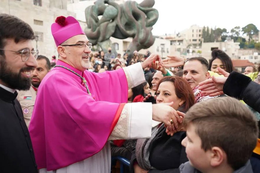 Łaciński Patriarcha Jerozolimy ks. kard. Pierbattista Pizzaballa podczas lokalnych uroczystości