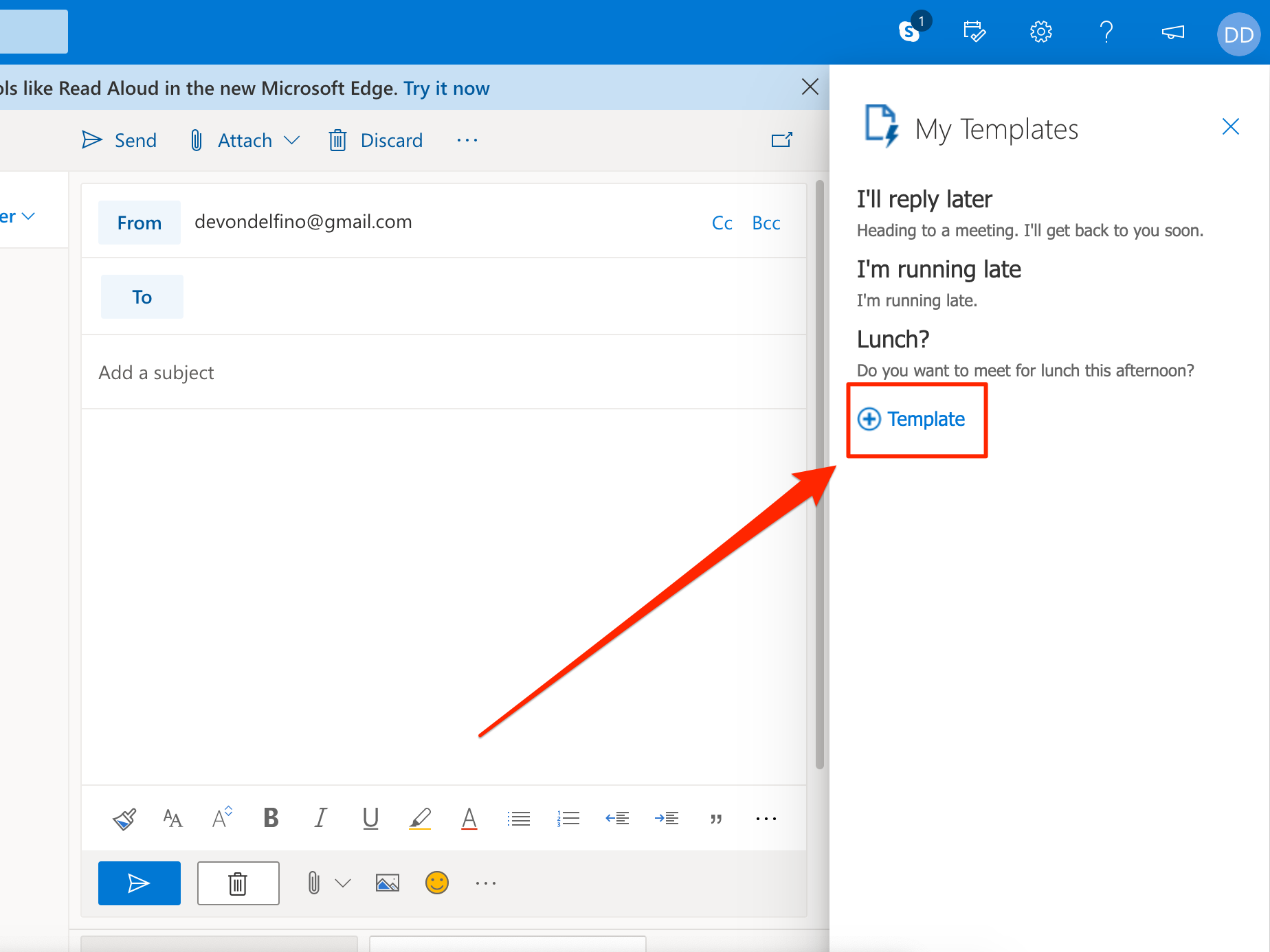 How to save an email template in outlook escons