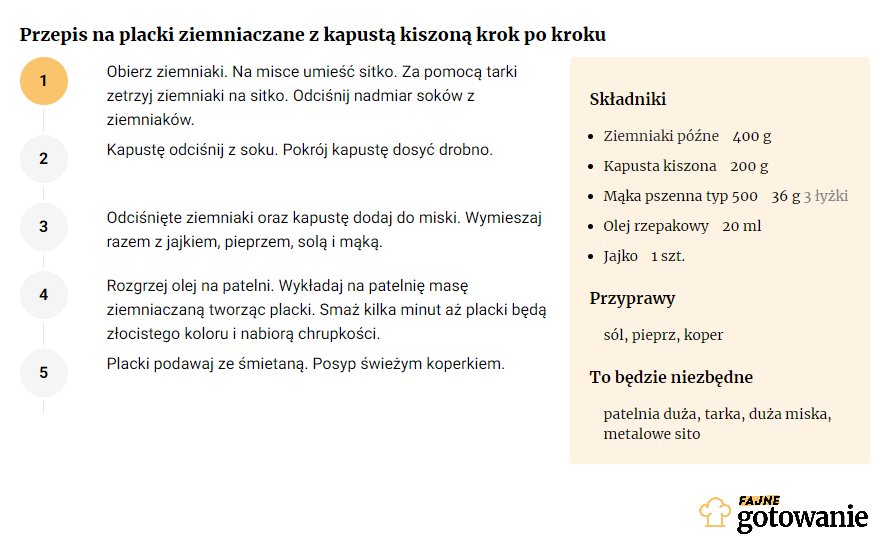 Przepis na placki ziemniaczane z kapustą kiszoną