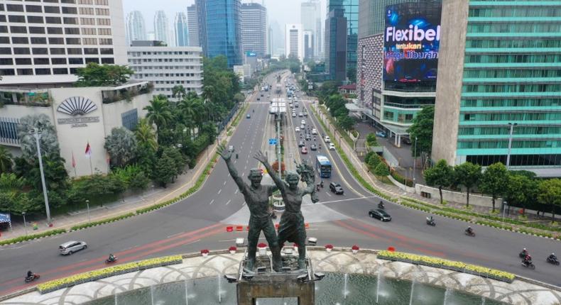 Traffic was lighter than normal in the Indonesian capital Jakarta after city authorities re-imposed a partial coronavirus lockdown to protect fragile health facilities