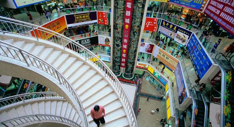 Staircases in a mall in China.Jon Hicks/Getty Images