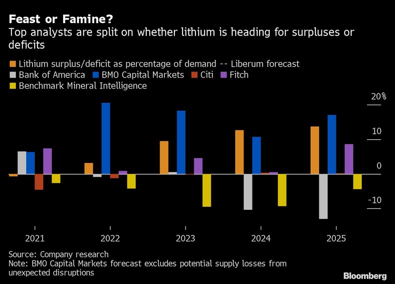 Rynek litu - prognozy deficytu i nadwyżki surowca