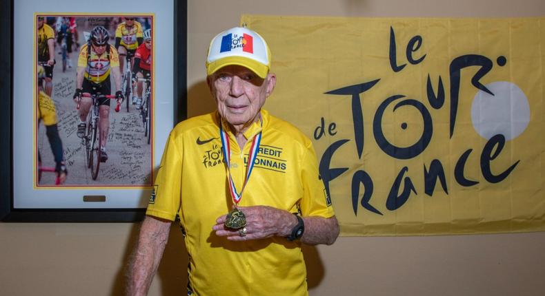 Frank Ellis had a Tour de France-themed party for his 90th birthday this year.Atria Senior Living