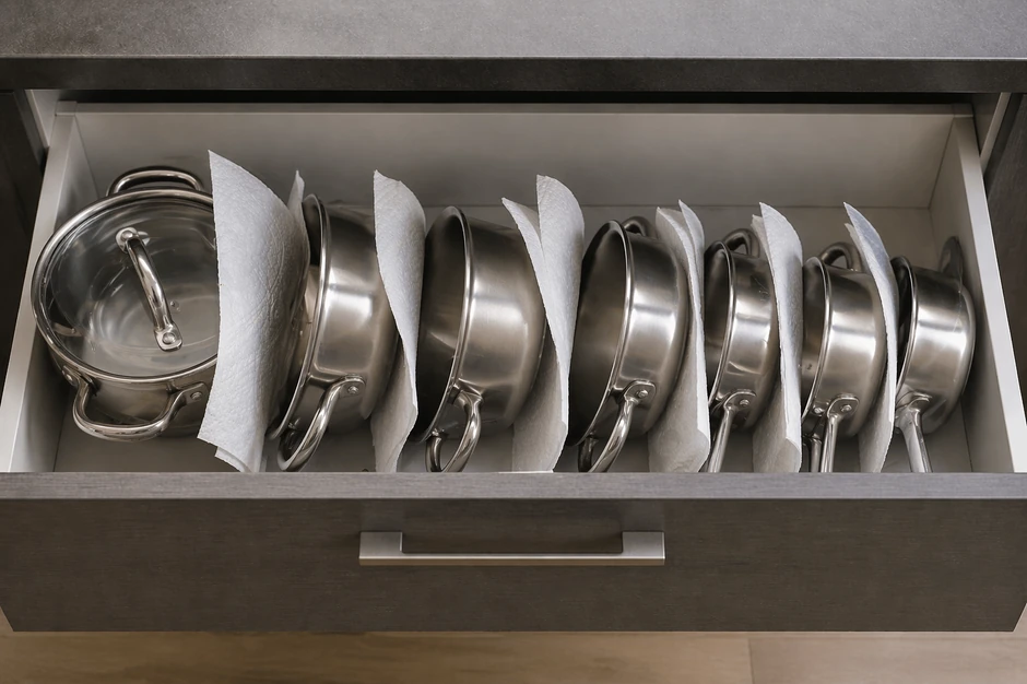 Papirni ubrus između posuđa kao vid zaštite