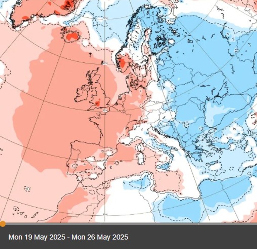 Mapa temperature od 19. do 26 maja.