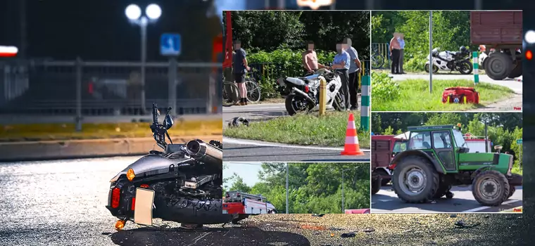 Zablokowana dk 9, ciągnik rolniczy zderzył się z motocyklem