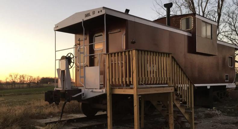A father and daughter worked together to transform a train caboose into an Airbnb.Courtesy of Danielle Dotzenrod