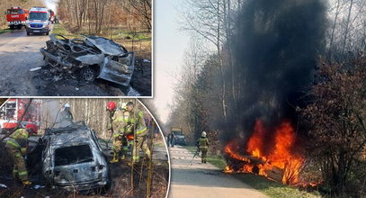 Dramatyczny wypadek 18-latka w Bosowicach. Jego auto zamieniło się w kulę ognia!