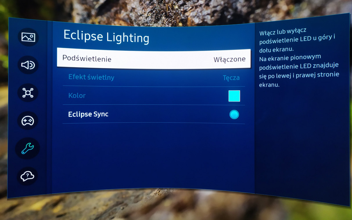 Monitor Samsung Odyssey Ark — sterowanie oświetleniem Eclipse Lightning