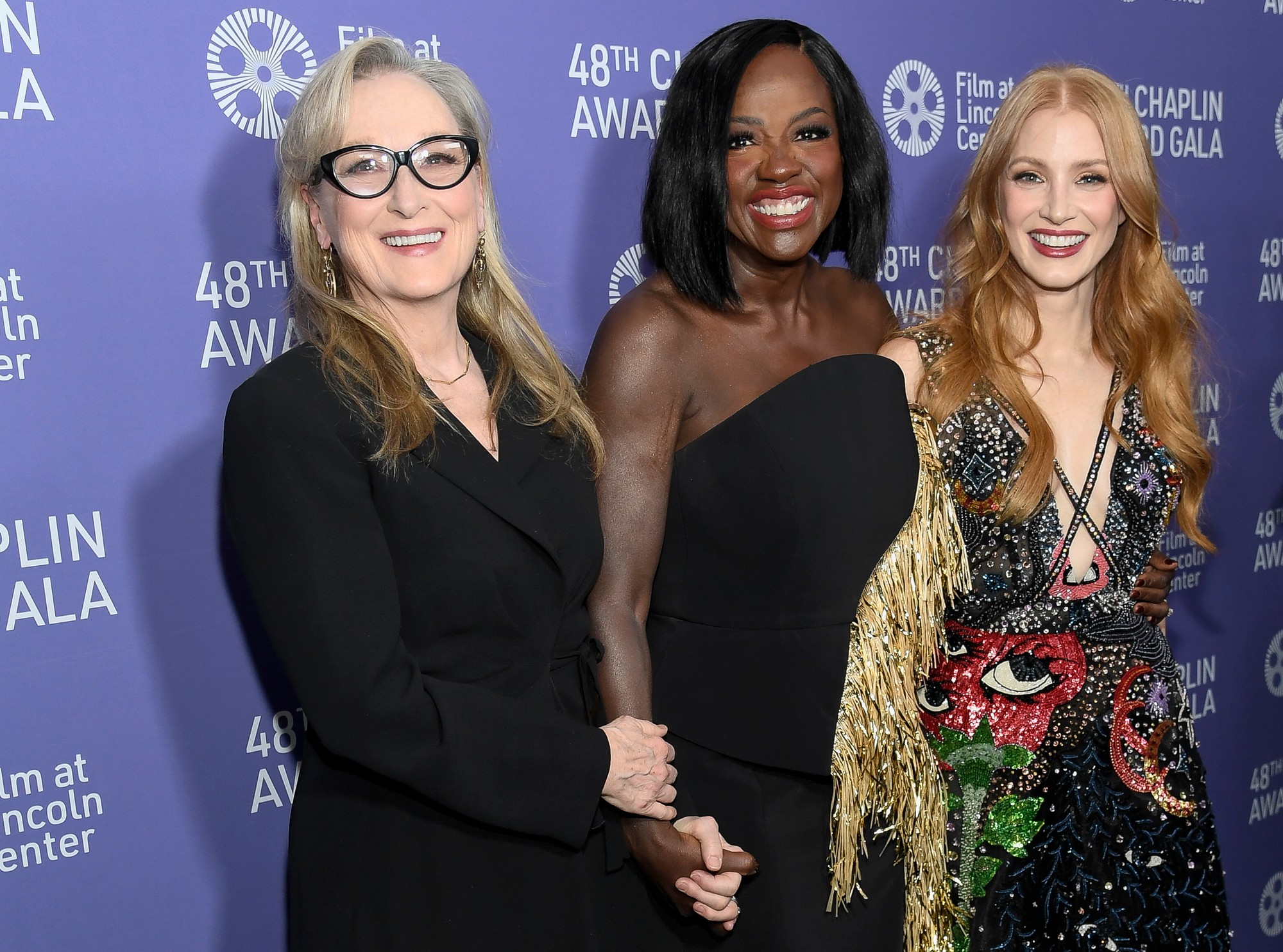 Herečky Meryl Streep, Viola Davis a Jessica Chastain.