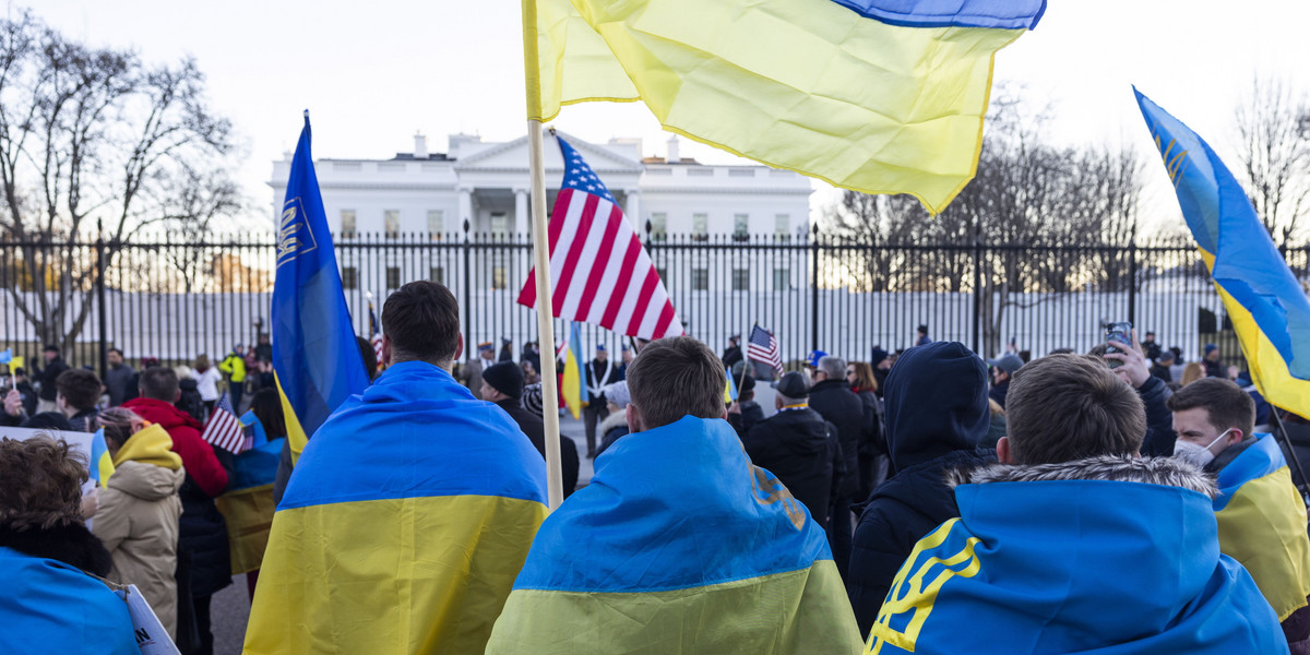 Marsz przed Białym Domem przeciwko „trwającej od ośmiu lat rosyjskiej wojnie we wschodniej Ukrainie”.
