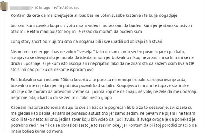 Ispovest na Reditu jednog Kragujevčanina