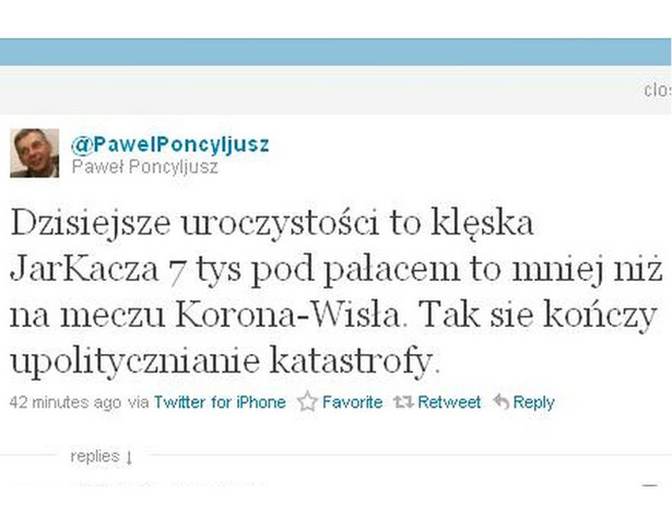 "Klęska JarKacza". Poseł PJN na Twitterze o obchodach rocznicy