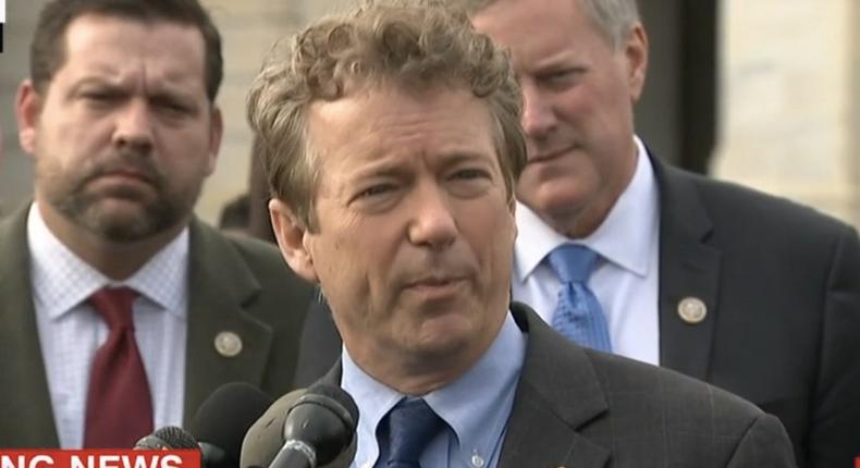 Sen. Rand Paul with other conservative congressional critics of the House GOP plan.