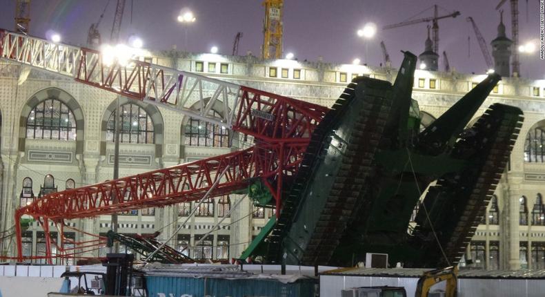 Scene of the crane accident in Mecca