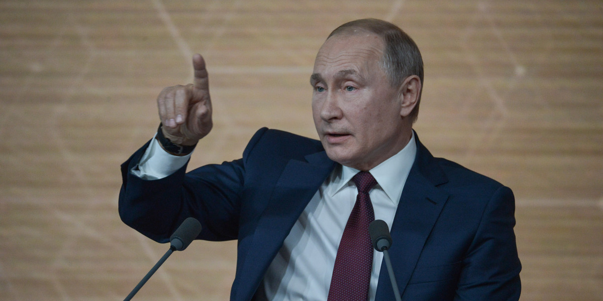 Prezydent Rosji na konferencji prasowej z 2019 r.