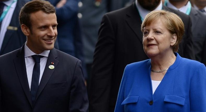 French President Emmanuel Macron and German Chancellor Angela Merkel, seen here during a G7 summit in Sicily, are the leaders of the EU's traditional twin engines.