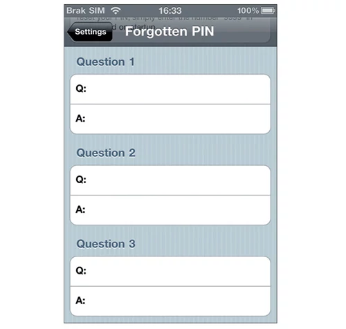 Formularz pytań i podpowiedzi chroni nas przed przypadkowym zapomnieniem PIN-u