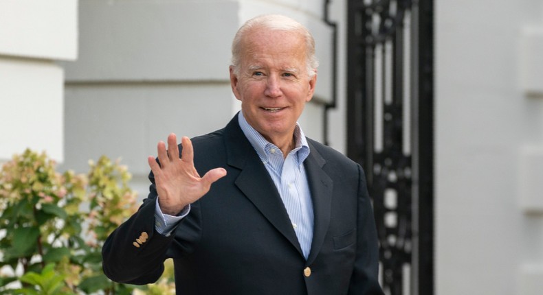 President Joe Biden waves as he walks to board Marine One on the South Lawn of the White House in Washington, on his way to his Rehoboth Beach, Del., home after his most recent COVID-19 isolation, Sunday, Aug. 7, 2022.