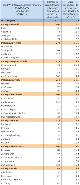 Bezrobocie w Polsce w styczniu 2013 r. woj. ŚLĄSKIE