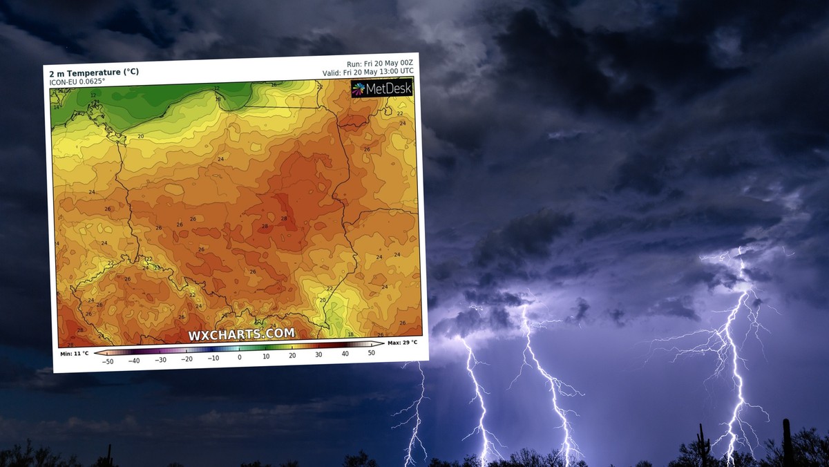 Pogoda na piątek, 20 maja. Nadchodzą silne burze. Najnowsza prognoza [MAPY]