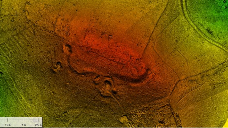 Lasersko skeniranje lokaliteta Đurđeva glavica koja pokazuje rovove oko naselja