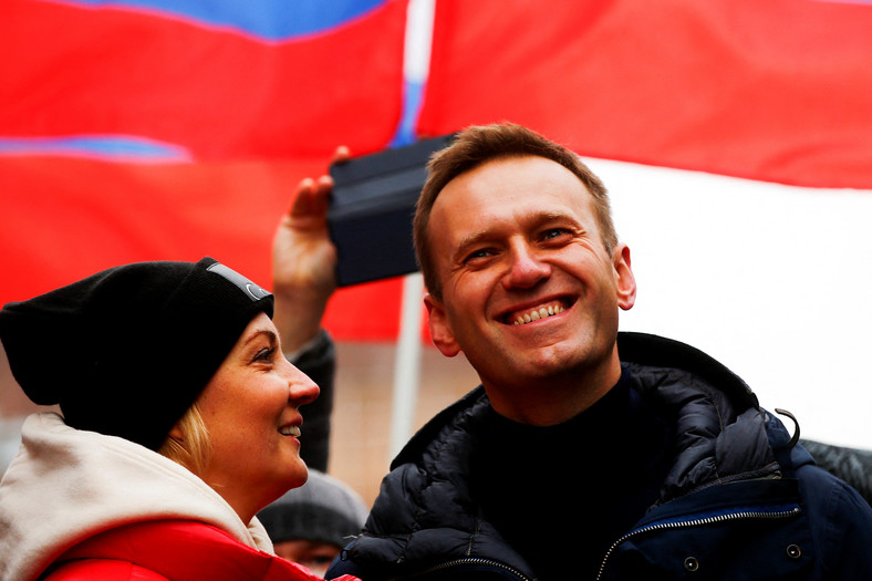 Julia i Aleksiej Nawalni na proteście opozycji w Moskwie, 2019 r.