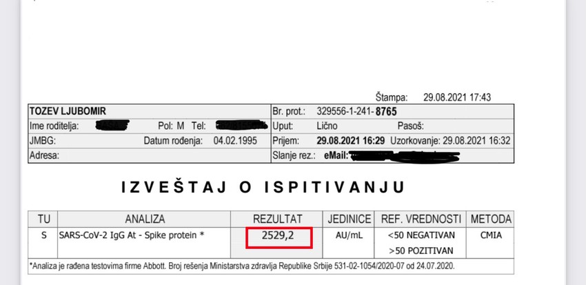 Test šest meseci nakon druge doze Fajzer vakcine