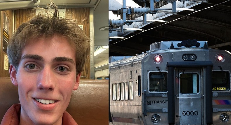 The author, left, takes the train to high school every day.Courtesy of Teddy Almond & Drew Angerer/Getty Images