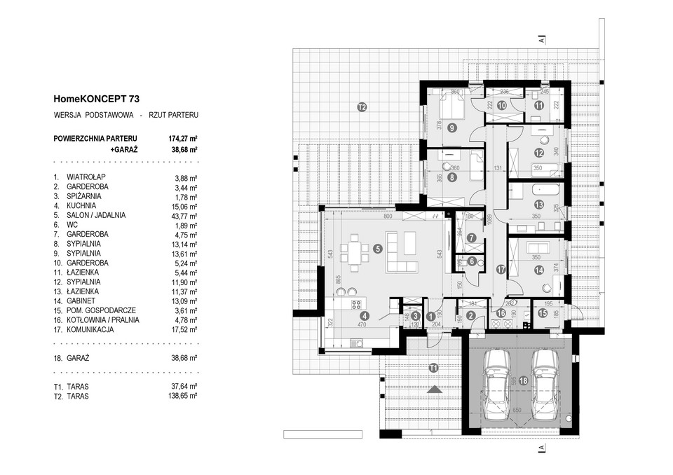 Dom parterowy HomeKONCEPT 73 - rzut 