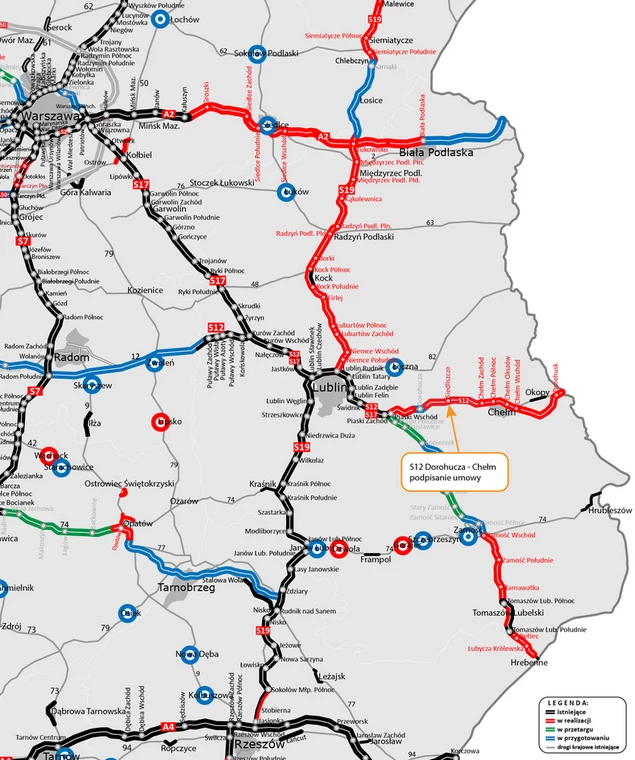 GDDKiA podpisała umowę na zaprojektowanie i budowę drogi S12 pomiędzy Dorohuczą i Chełmem