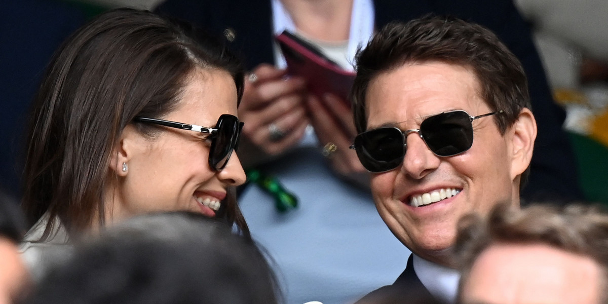 Tom Cruise i Hayley Atwell na finale Wimbledonu w Londynie