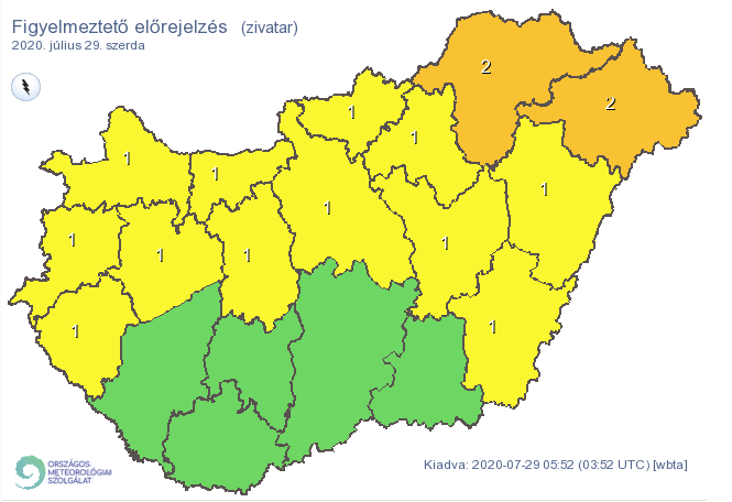 Borsod-Abaúj-Zemplén és Szabolcs-Szatmár-Bereg megyére is másodfokú riasztást adtak ki. /Fotó: Országos Meteorológiai Szolgálat