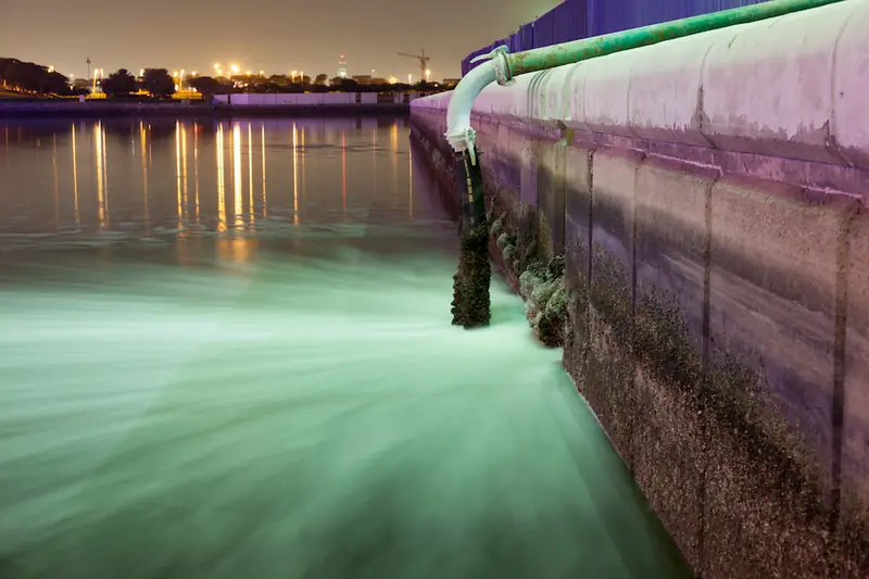 Rura wylewająca ścieki do rzeki Dubai Creek