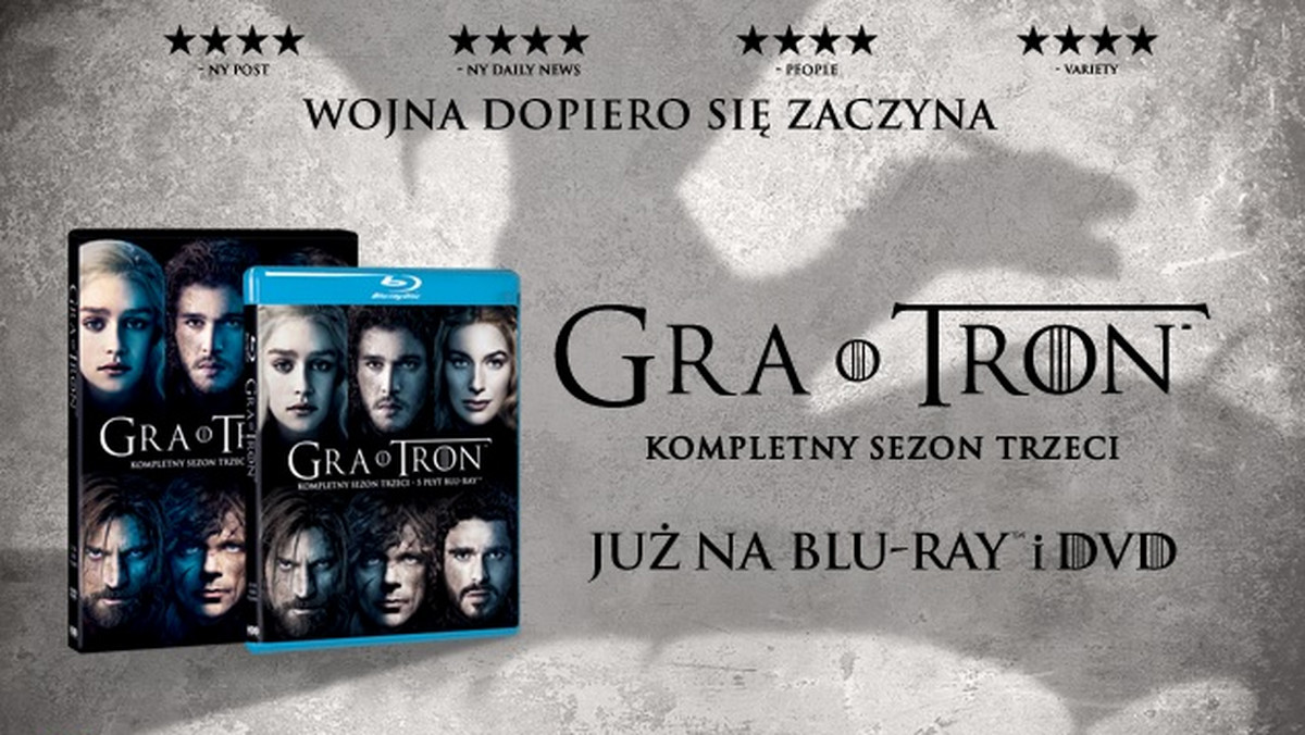 „Gra o tron” to epicka produkcja telewizji HBO, która zachwyciła świat. Zrealizowana na podstawie bestsellerowego cyklu powieściowego George’a R.R. Martina zdobyła dziesiątki nagród oraz miliony fanów na całym świecie. Już 21 lutego 2014 r. w ofercie Galapagos Films zadebiutuje wydanie Blu-ray i DVD trzeciego sezonu „Gry o tron”.